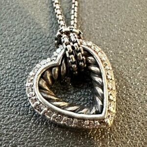 David Yurman Cable Open Heart Pendant Necklace with Diamonds